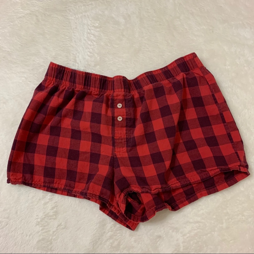 VS PINK Buffalo Check Flannel Sleep Shorts